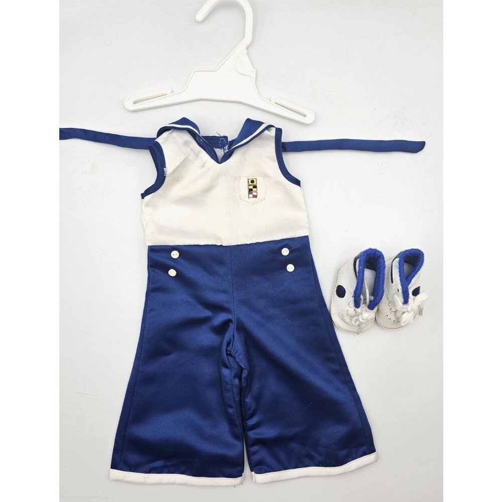AMERICAN GIRL DOLL KIT SAILOR BEACH PJ PAJAMAS  BLUE WHITE RETIRED w/ Sneakers